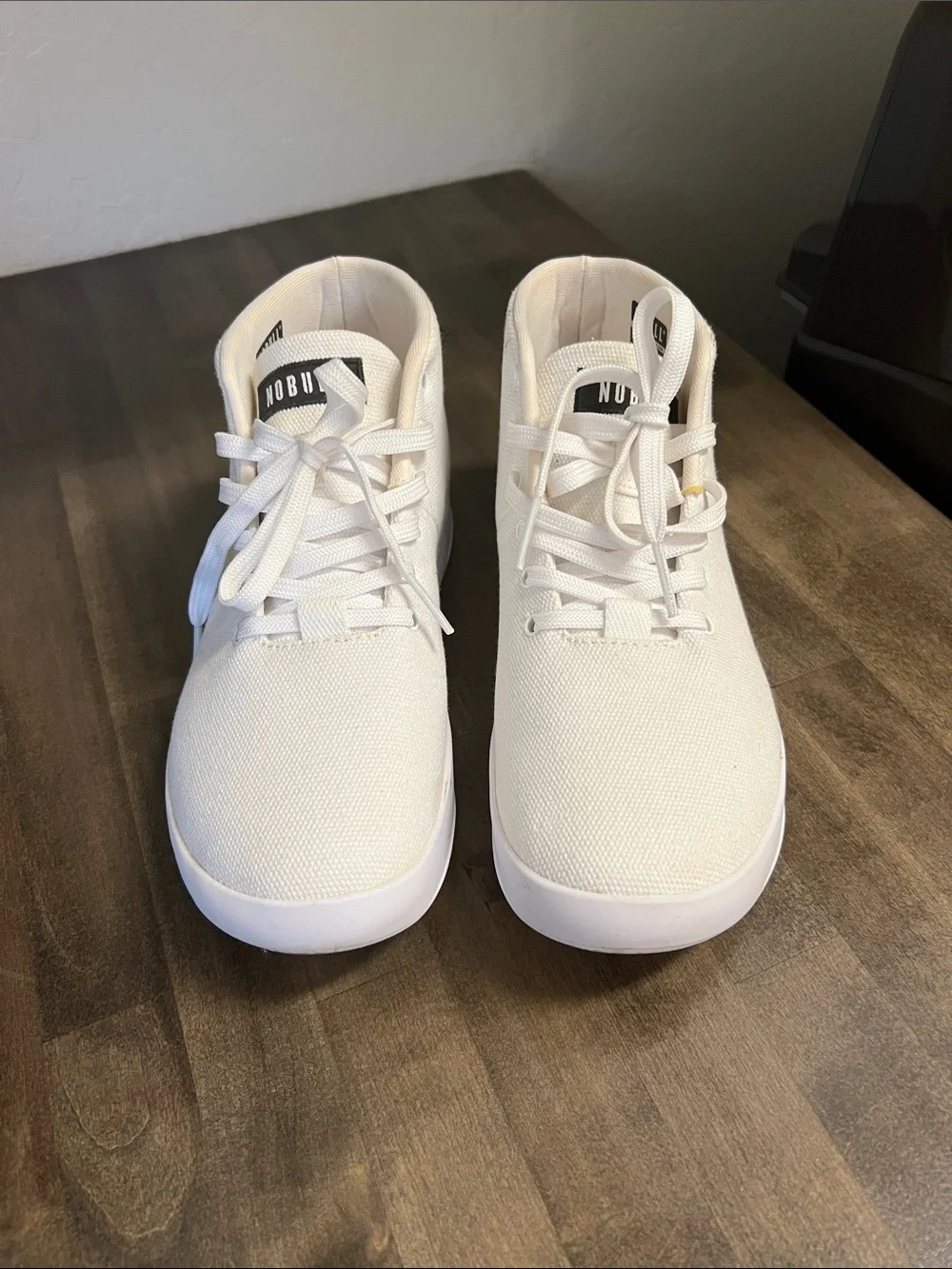 NOBULL White High-Top Canvas Sneakers mens 7 woman’s 8.5 never worn outside